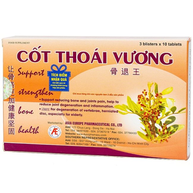 Thực Phẩm Bảo Vệ Sức Khỏe Cốt Thoái Vương 30 Viên