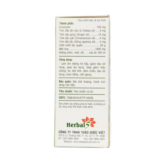 Siro Ho Ong Vàng Herbal 5 100Ml